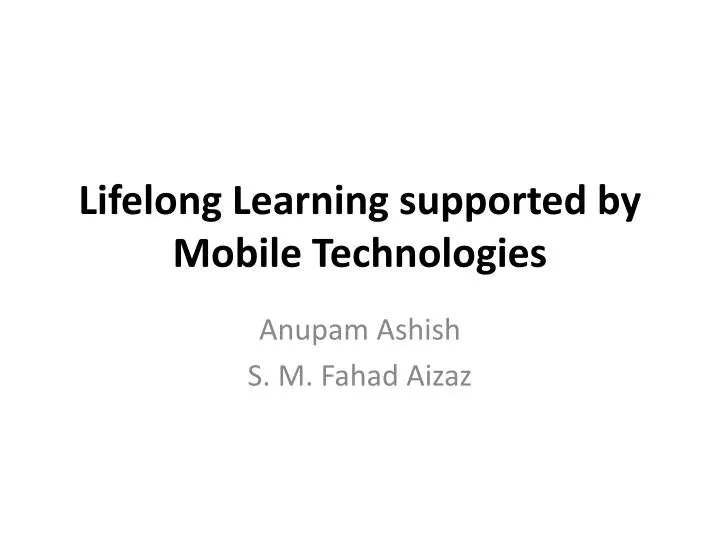 lifelong learning supported by mobile technologies