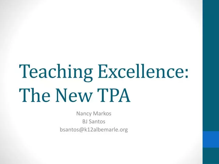 teaching excellence the new tpa