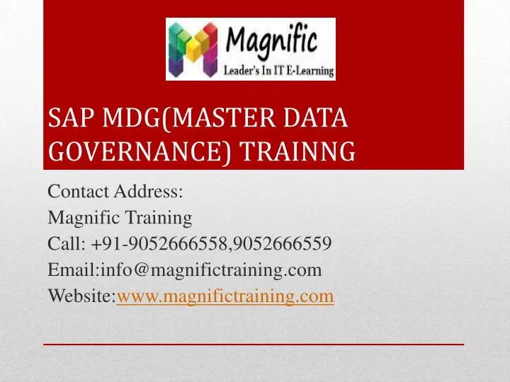 sap mdg master data governance trainng