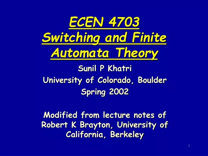 ecen 4703 switching and finite automata theory