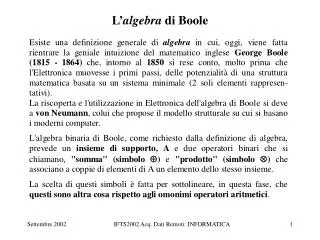 l algebra di boole