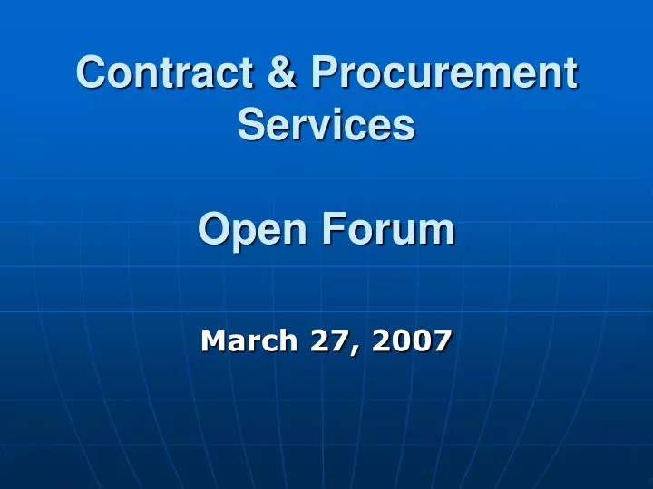 contract procurement services open forum