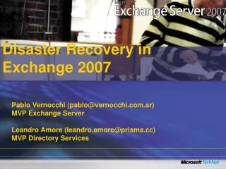 Disaster Recovery in Exchange 2007