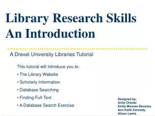 Library Research Skills An Introduction