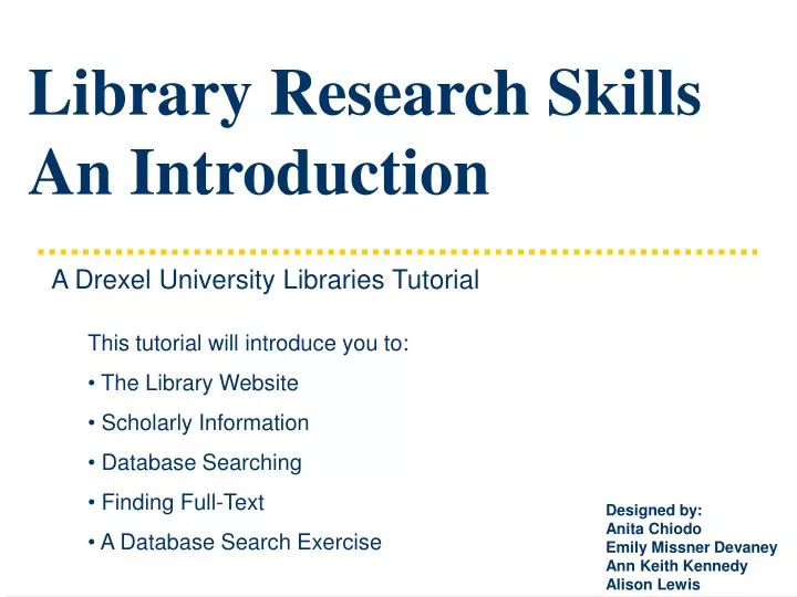 library research skills an introduction