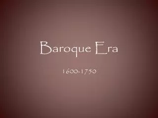 Baroque Era