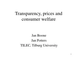 Transparency, prices and consumer welfare