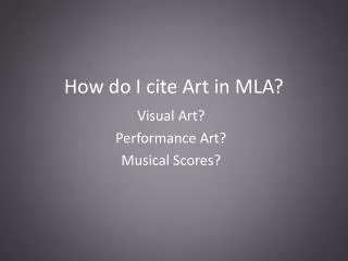 How do I cite Art in MLA?