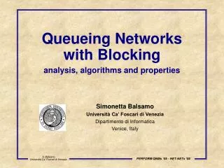 Queueing Networks with Blocking analysis, algorithms and properties