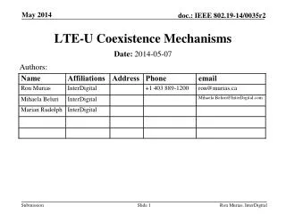 LTE-U Coexistence Mechanisms