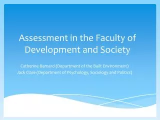 Assessment in the Faculty of Development and Society