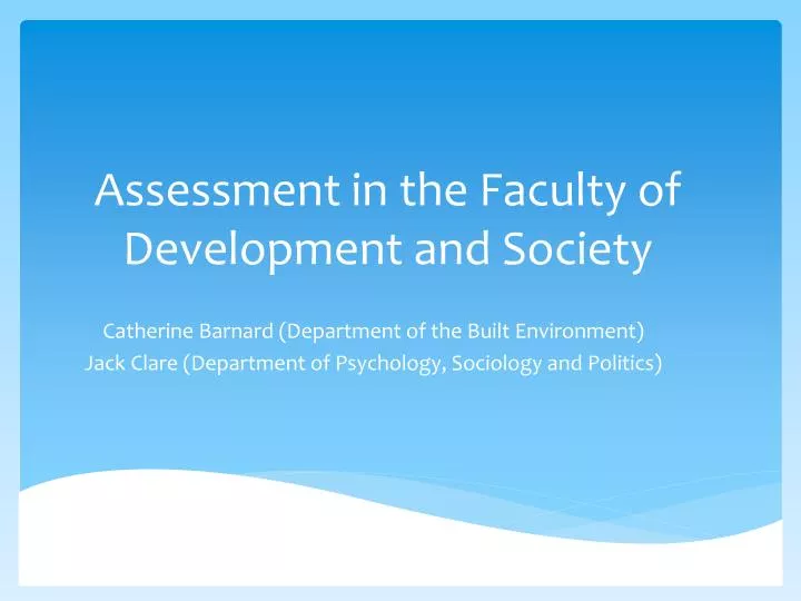 assessment in the faculty of development and society