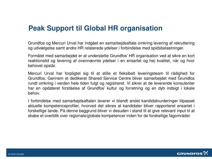peak support til global hr organisation
