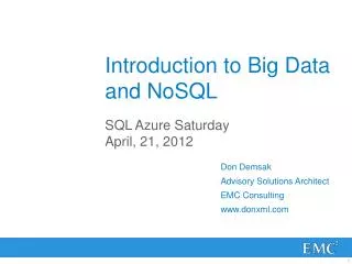 Introduction to Big Data and NoSQL