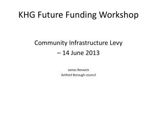 KHG Future Funding Workshop