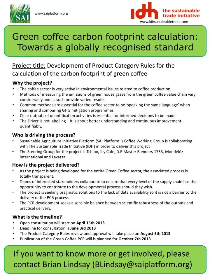 green coffee carbon footprint calculation towards a globally recognised standard