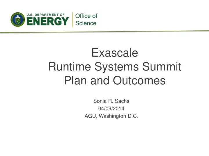 exascale runtime systems summit plan and outcomes