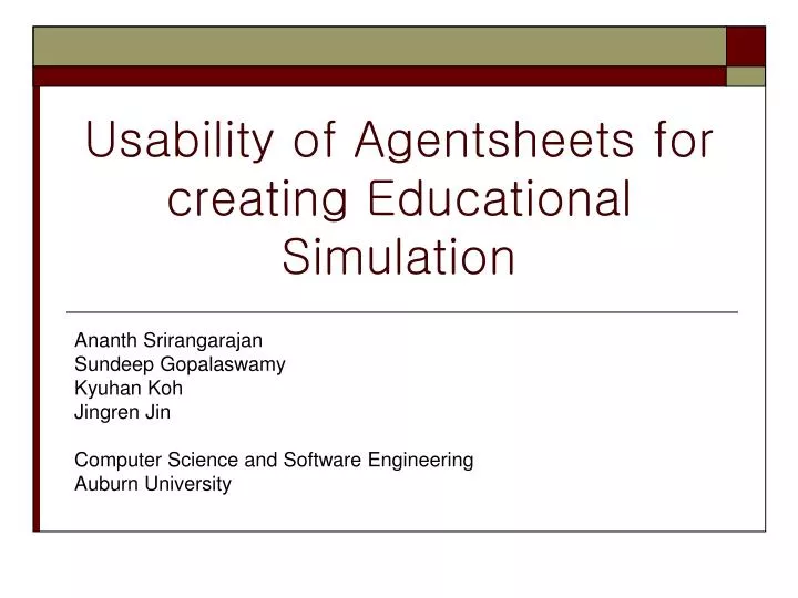 usability of agentsheets for creating educational simulation