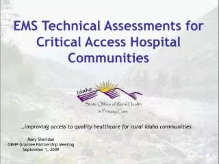 EMS Technical Assessments for Critical Access Hospital Communities