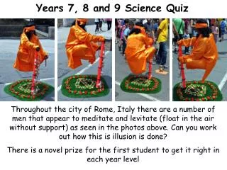 Years 7, 8 and 9 Science Quiz