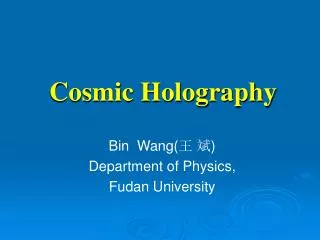 Cosmic Holography