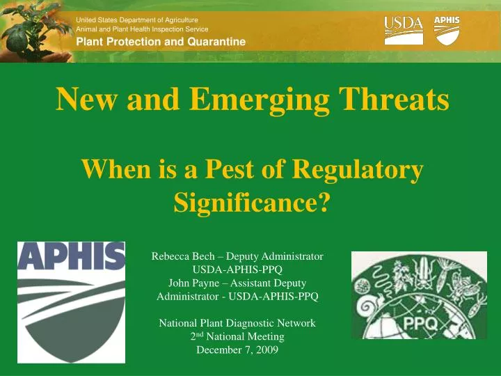 new and emerging threats when is a pest of regulatory significance