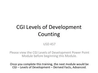 CGI Levels of Development Counting