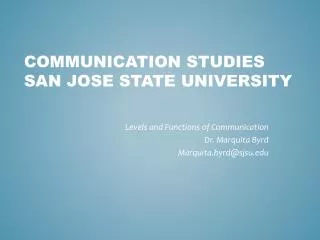 Communication Studies San Jose State University