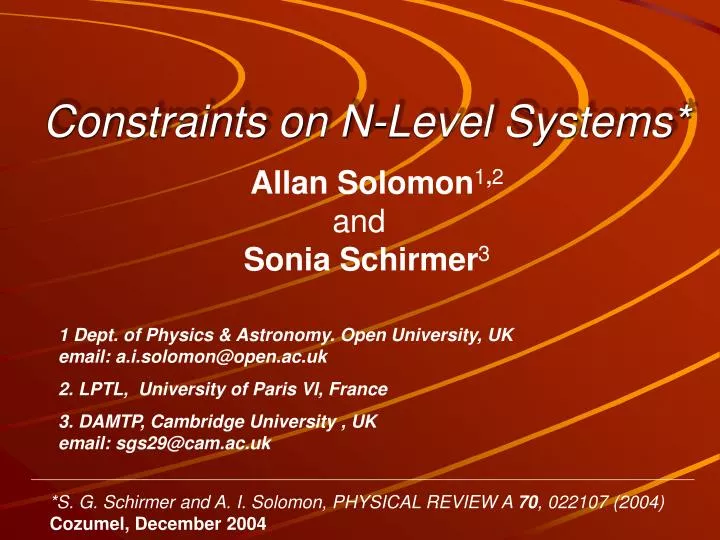 constraints on n level systems