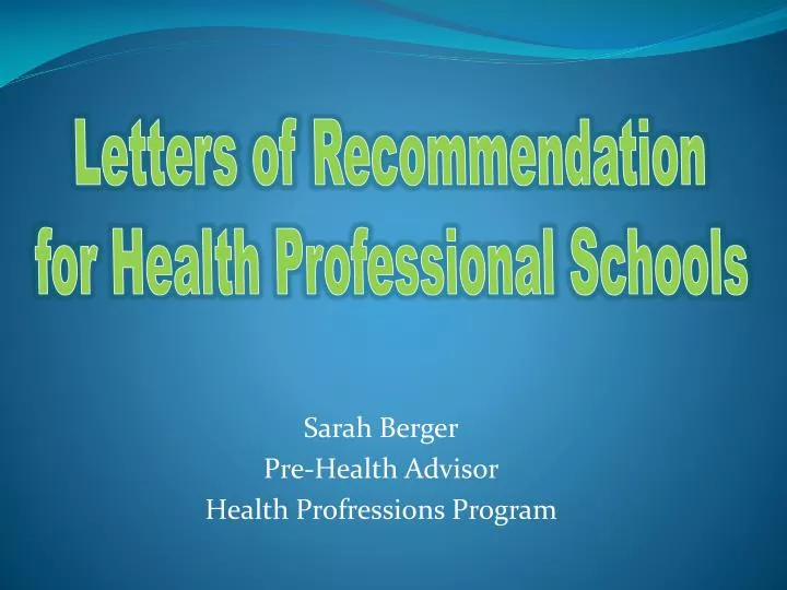 sarah berger pre health advisor health profressions program