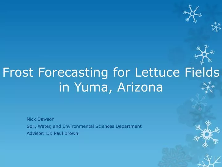 frost forecasting for lettuce fields in yuma arizona