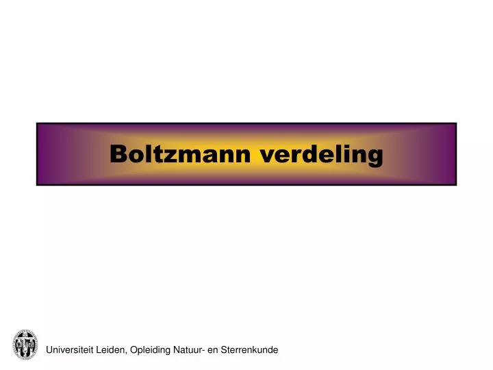 boltzmann verdeling
