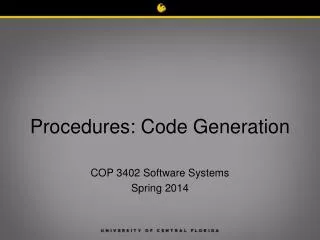Procedures: Code Generation