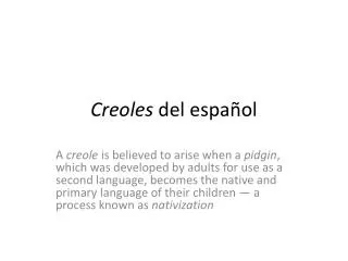 creoles del espa ol
