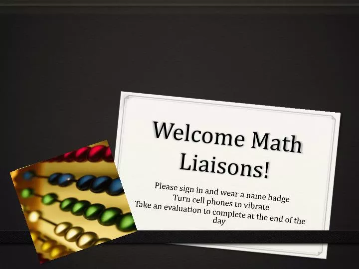 welcome math liaisons
