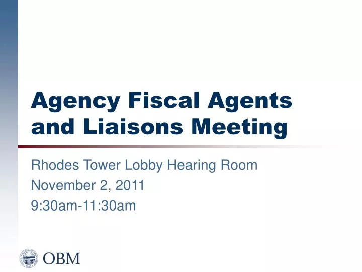 agency fiscal agents and liaisons meeting