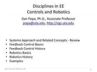 Disciplines in EE Controls and Robotics