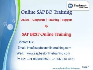 SAP BO Online Training India Hyderabad | SAP BO Project Sup