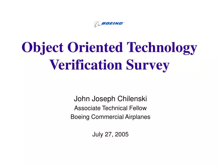 object oriented technology verification survey