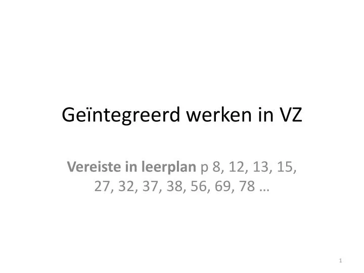 ge ntegreerd werken in vz