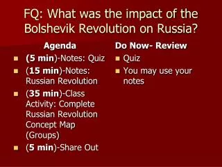 FQ: What was the impact of the Bolshevik Revolution on Russia?