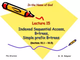 lecture 15 indexed sequential access b trees simple prefix b trees sections 10 1 10 5