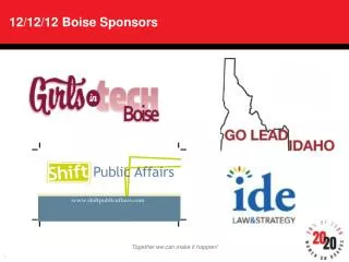 12/12/12 Boise Sponsors