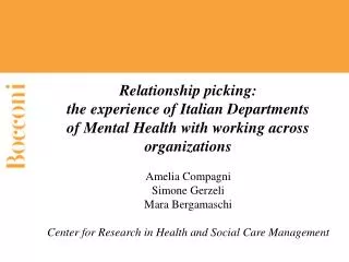 Relationship picking: the experience of Italian Departments of Mental Health with working across