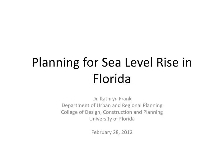 planning for sea level rise in florida