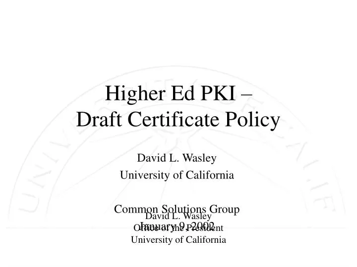 higher ed pki draft certificate policy
