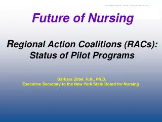 R egional Action Coalitions (RACs): Status of Pilot Programs