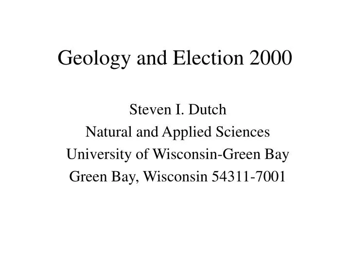 geology and election 2000