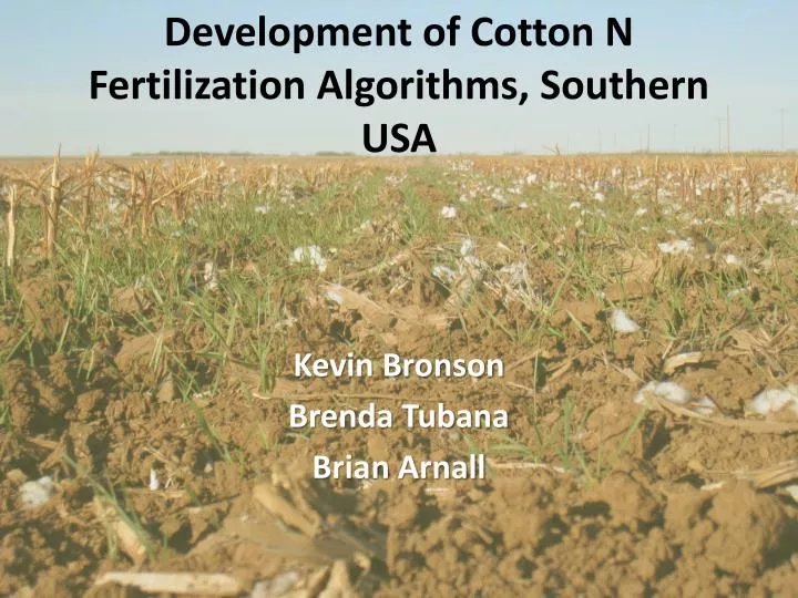 development of cotton n fertilization algorithms southern usa