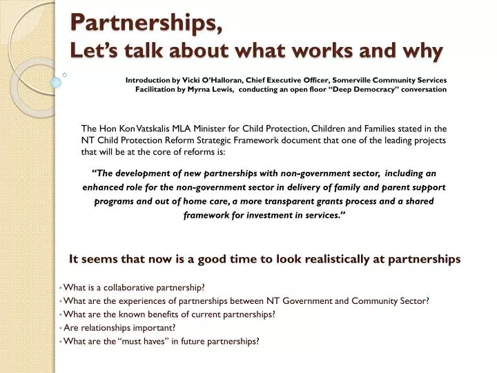 partnerships let s talk about what works and why